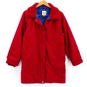 Vintage Windsor Bay Jacket Womens Red Solid Long Sleeve Winter Wear Full Zip M